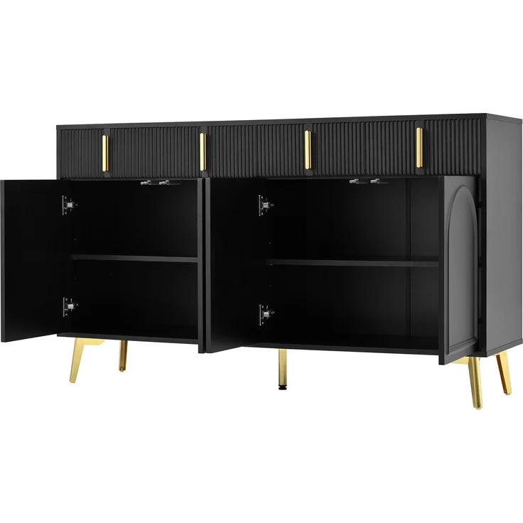 Sideboard 140 x 38 x 82 cm mit 4 Türen, 4 Schubladen und verstellbaren Einlegeböden – Bild 7