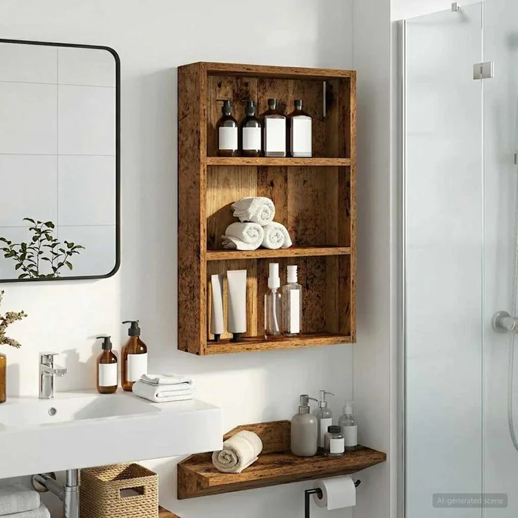 vidaXL Badezimmer-Wandschrank Altholz 40 x 10 x 60,5 cm Holzwerkstoff 889357 – Bild 1