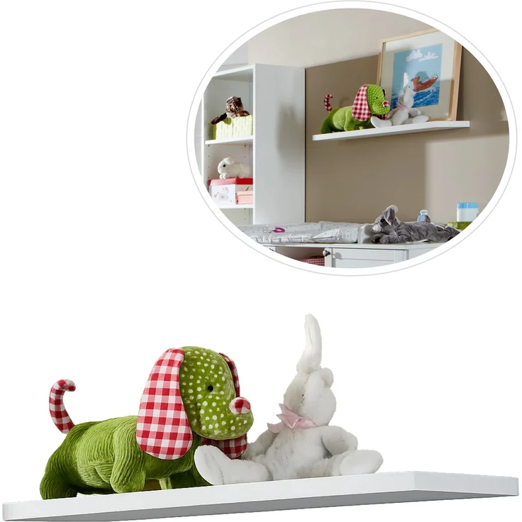 Babyzimmer-Set Zubehör: Wandboard, Hängeregal B78/H3/T25 cm, Landhausstil Weiß – Bild 1