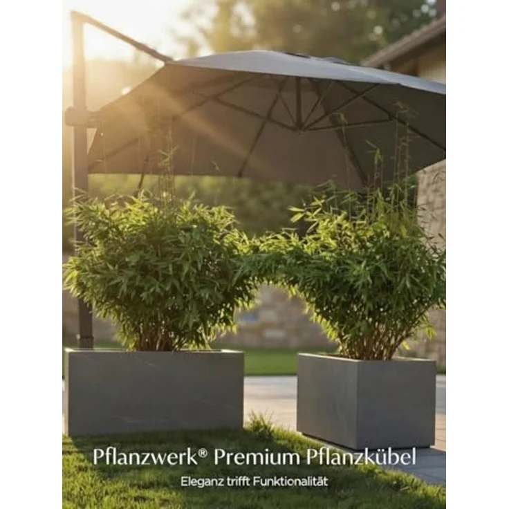 Pflanzwerk® Pflanzkübel TUB Premium Fiberglas Blumenkübel Frostbeständig mit Lotus-Effekt, Fiberglas - Handgefertigt - Rechteckig - Frostbeständig – Bild 2