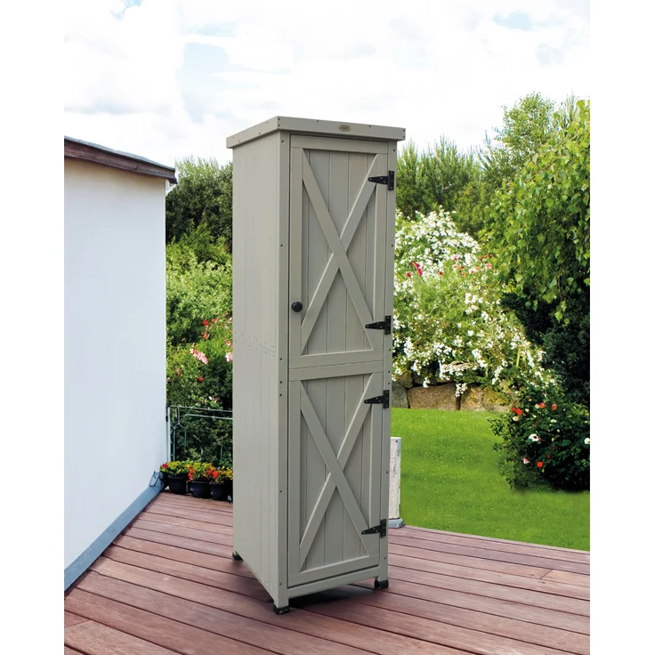 HABAU Gartenschrank "Ben" aus Holz, Grau, 45 x 45 x 160 cm – Bild 4