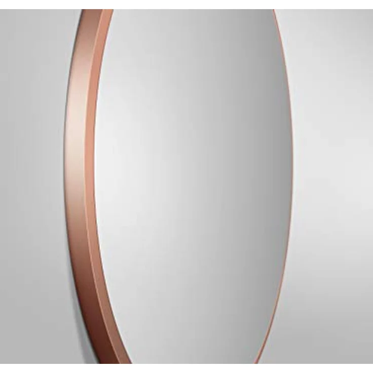 Talos Talos Spiegel rund Noble Ø 60 cm, Matt Kupfer Wandspiegel mit Aluminiumrahmen in Gold und Schwarz, modernes Design mit Lederoptik Aufhängegurt, ideal für Badezimmer und Wohnzimmer – Bild 4
