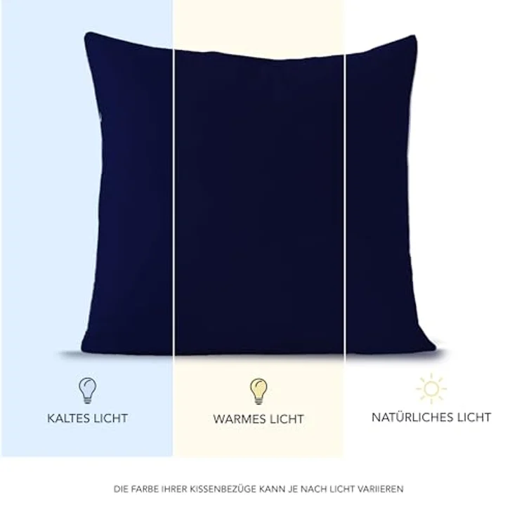 Dreamzie Kissenbezug 60x60 cm (2er Pack)- 100% Jersey Baumwolle 150 g/qm Kissenbezüge -Dunkelblau - Für Kissen 60x60 cm - Kissenhülle - Kissenbezug - Resistent und Hypoallergen – Bild 6