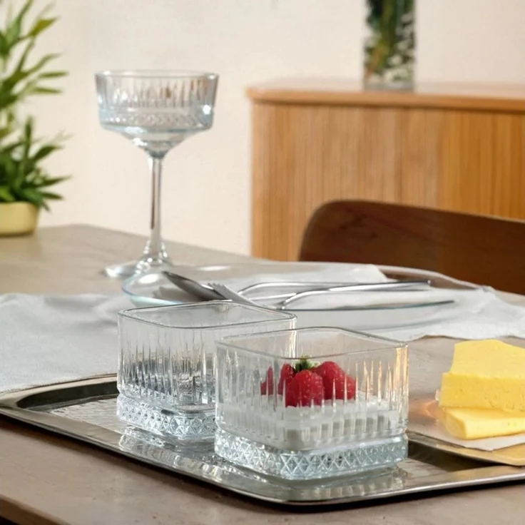 Pasabahce Schale Elysia Stapelbare Quadratisch Glasschale 235 ml (7 3/4 oz), 4er-Set, Glas, (8er-Set, 8-tlg), Stapelbar, langlebig, spülmaschinengeeignet – Bild 2