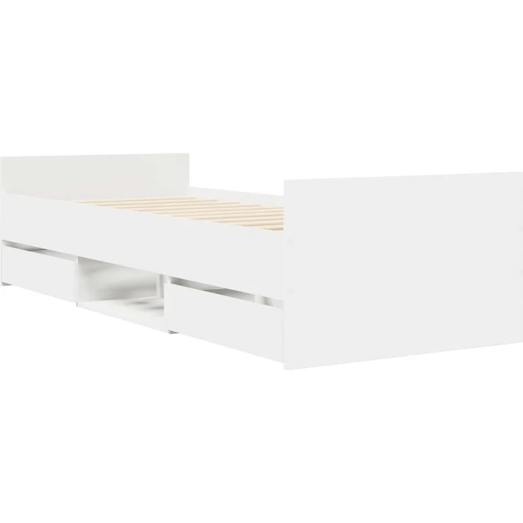 vidaXL Bettrahmen mit Schubladen mit Kopfteil Weiß Holzwerkstoff 3429509 – Bild 4