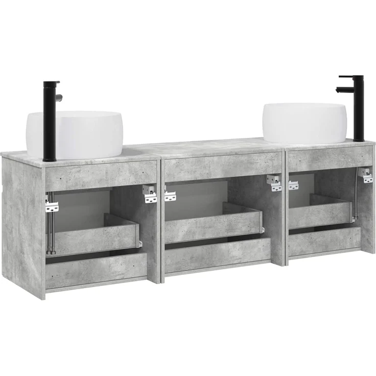vidaXL Badezimmerschrank-Set 3 stk. Betongrau 157 x 44,5 x 80 cm 3405770 – Bild 7