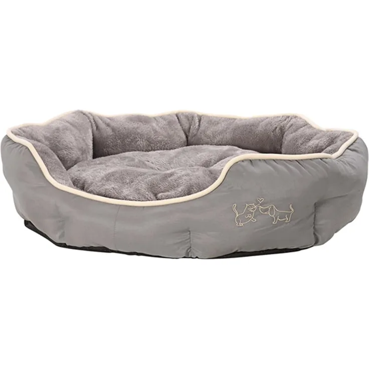Dehner Tierbett Sammy, oval, grau, versch. Größen, hochwertiges Hundebett/Katzenbett, mit herausnehmbarem Liegekissen