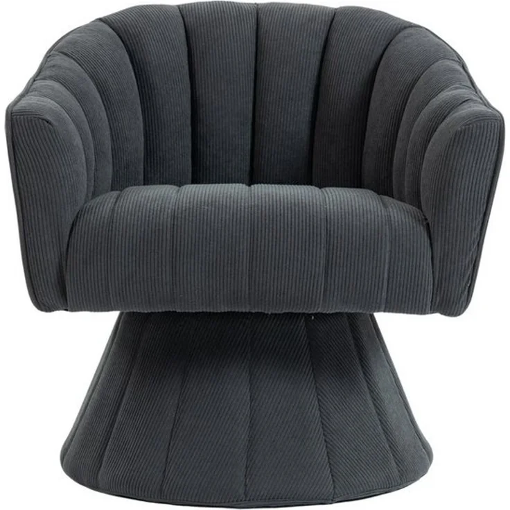 LVHOM Drehsessel Loungesessel, 360°-Drehung, Gästestuhl, runder Fuß, robust und stabil (Corduroy, dickes Sitzkissen und umlaufende Rückenlehne, ​​ergonomisch, Belastbar bis 150 kg), geeignet für Wohnzimmer, Schlafzimmer, Büros, Wartezimmer,Hotellobbys – Bild 4