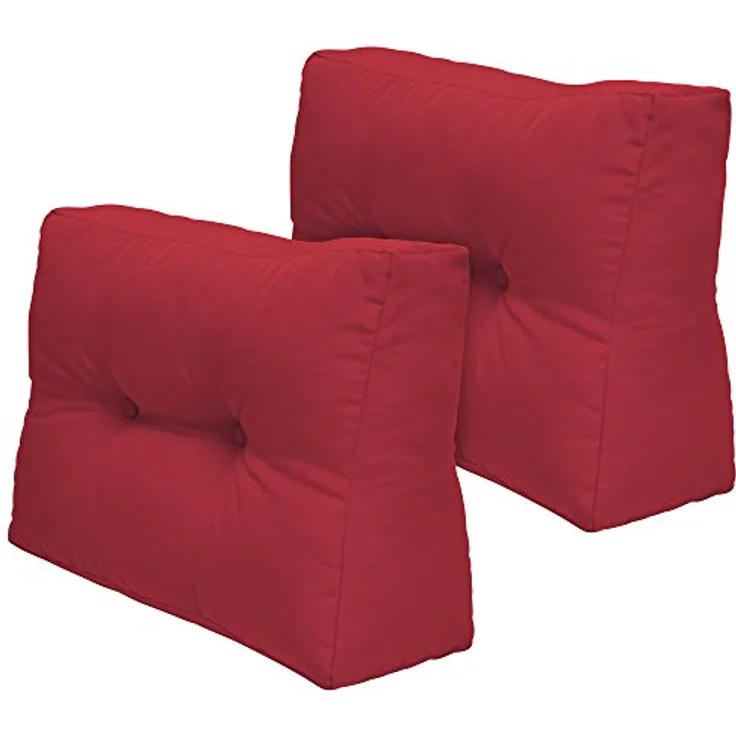 Beautissu Palettenkissen ECO Elements, Rot, 20x40x60 cm, Outdoor-Rückenkissen mit Zierknöpfen und Flockenfüllung – Bild 2