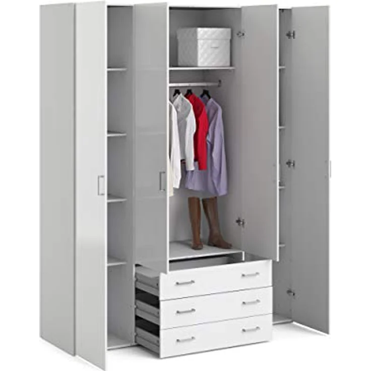 Kleiderschrank, Farbe Weiß 154 x 200,4 x 49,5 cm – Bild 4