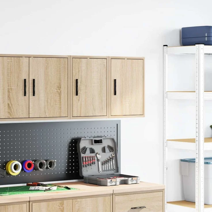 vidaXL Garagen-Wandschränke 2 Stk. Sonoma-Eiche Holzwerkstoff 860612 – Bild 3