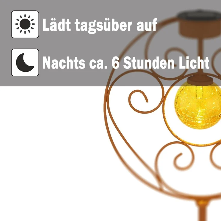 Solarlampe Garten Kreis Kugel Solarleuchte Außen Leuchte Solar Rost Optik – Bild 4