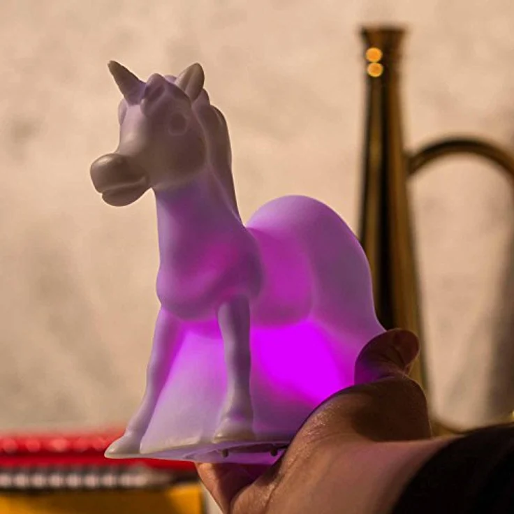 ThumbsUp! Stimmungslampe "Einhorn", Farbwechsel LED Nachttischlampe in Weiß, Druckfeder, 645 Blätter – Bild 5