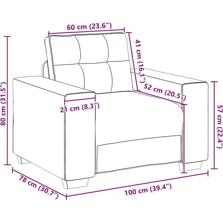 vidaXL Sessel Creme 100x78x80 cm Samt 4105106 – Bild 9