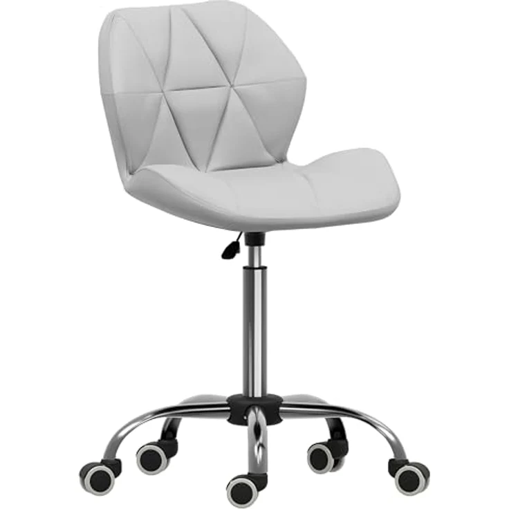 Vida Designs Geo Büro-Computer-Stuhl, weiß, Gaming-Stuhl, Sekretär, Beine mit Drehrollen, Höhe verstellbar, Chrom, Polyurethan-Kunstleder – Bild 9