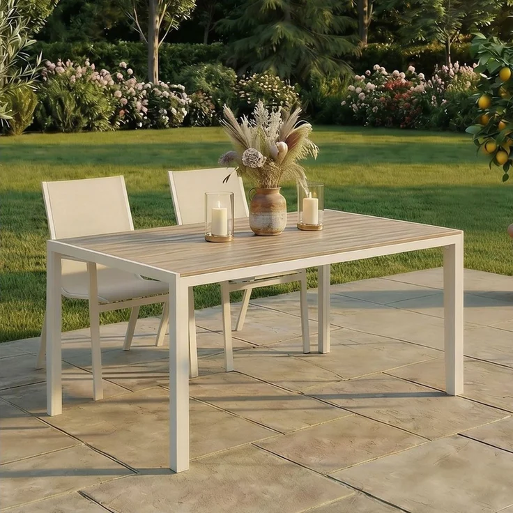 IDIMEX Gartentisch MONDELLO, Terrassentisch wetterfest 150x90 cm Weiß – Bild 1
