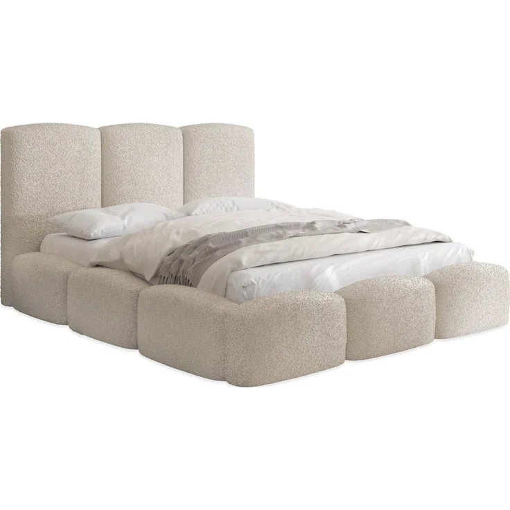 WFL GROUP Polsterbett Harmony (erhältlich in 5 Größen 120x200, 140x200, 160x200, 180x200, 200x200 cm), Doppelbett mit Stauraum, hohem Kopfteil, boucle oder samt Stoff – Bild 5