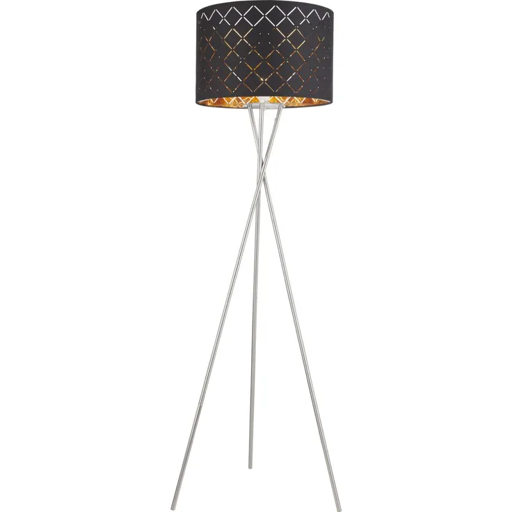 GLOBO Stehlampe Wohnzimmer Stehleuchte modern schwarz gold Dreibein 15229S1