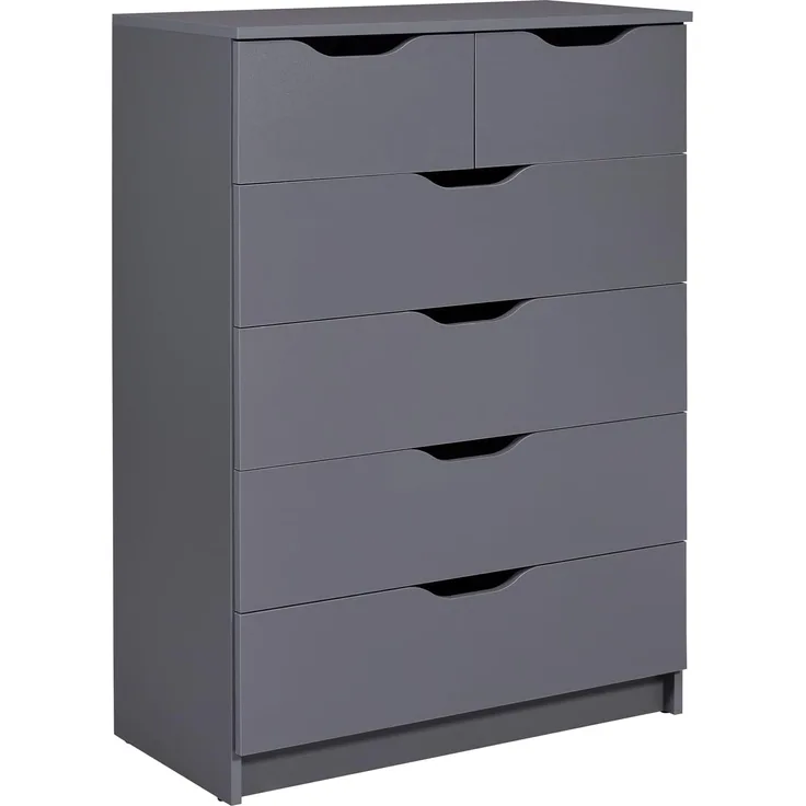 Kommode mit Schubladen | Sideboard | Schubladenschrank | Für Schlafzimmer, Wohnzimmer, Badezimmer | Grau | Bietet viel Stauraum | Holzwerkstoff | Robust | Pflegeleicht | Silenzia 2S4S