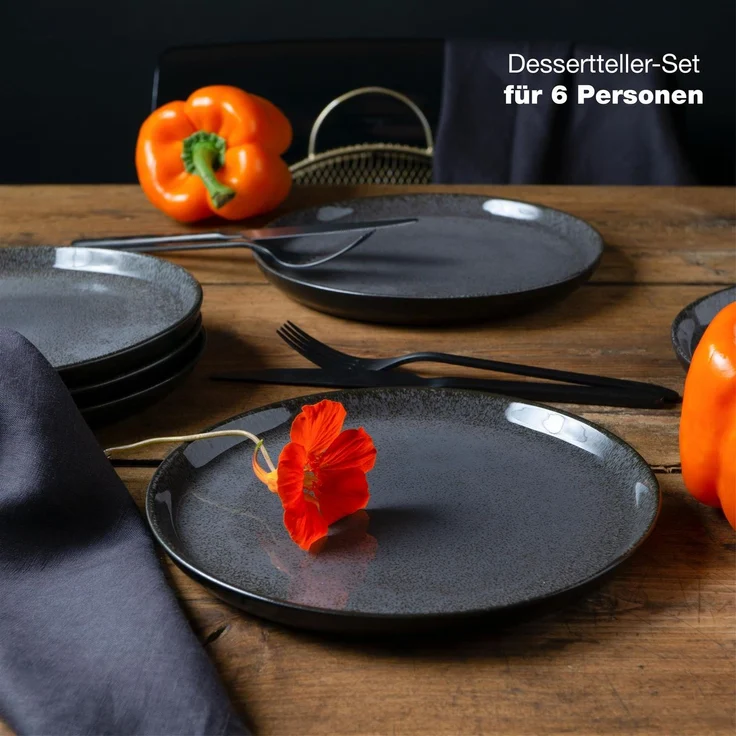 Moritz & Moritz VIDA 6tlg Dessertteller Anthrazit – Bild 2