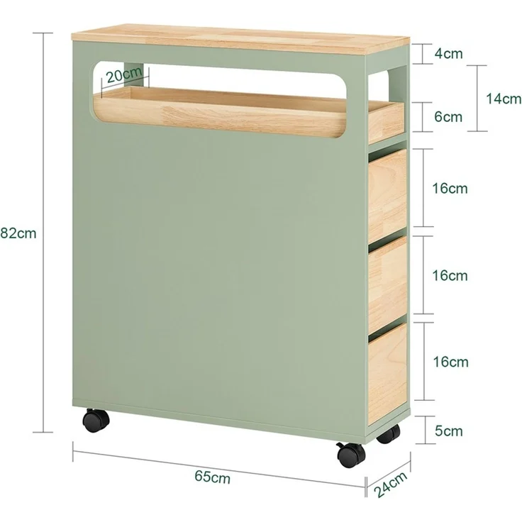 SoBuy BZR54-GR Toilettenschrank mit Toilettenpapierhalter, MDF, Lackiert, Grün, 65 x 82 x 24 cm – Bild 3