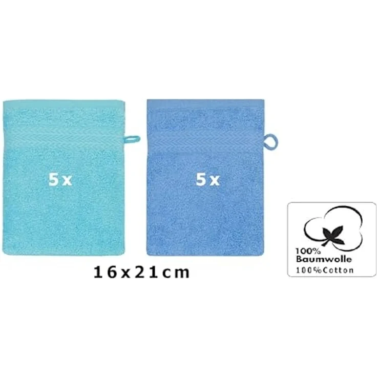 Betz Waschhandschuh 10 Stück Premium 16x21 cm Farbe türkis und hellblau, (Set, 10-St) – Bild 2