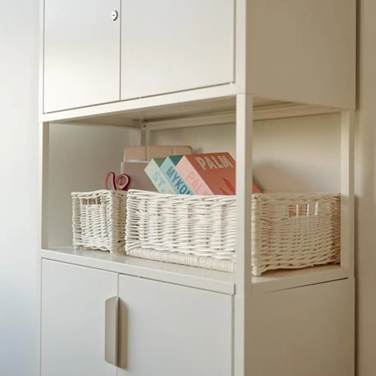 Creative Home Holzkiste Weidenkorb Aufbewahrungskorb, Handgeflochten, Haltbar (1 St), Korb Geflochten Naturkorb mit Griffen Aufbewahrung – Bild 4
