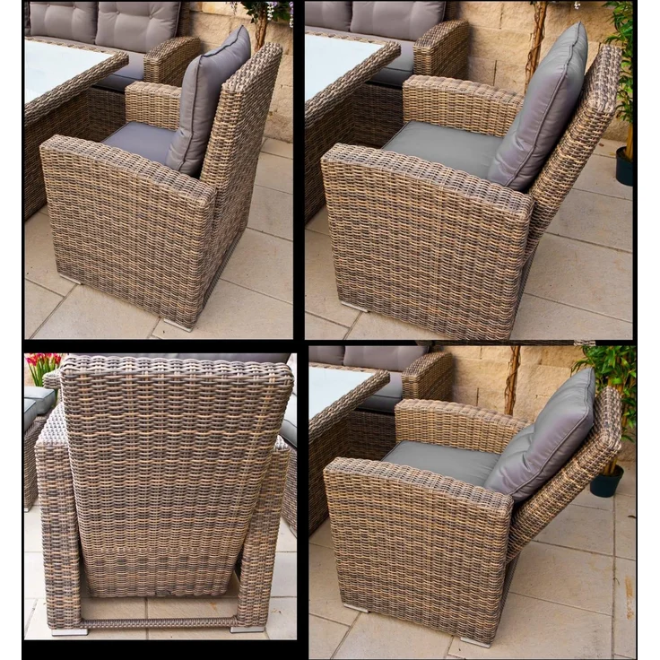 Ragnarök Möbel-Design Gartenlounge-Set Dining Lounge Wieland XL, (Set, 1 Ecklounge, 2x Hocker, 1x Hochlehner Sessel, Alu, Polyrattan), Sitzpolster ca. 16 cm dick – Bild 5