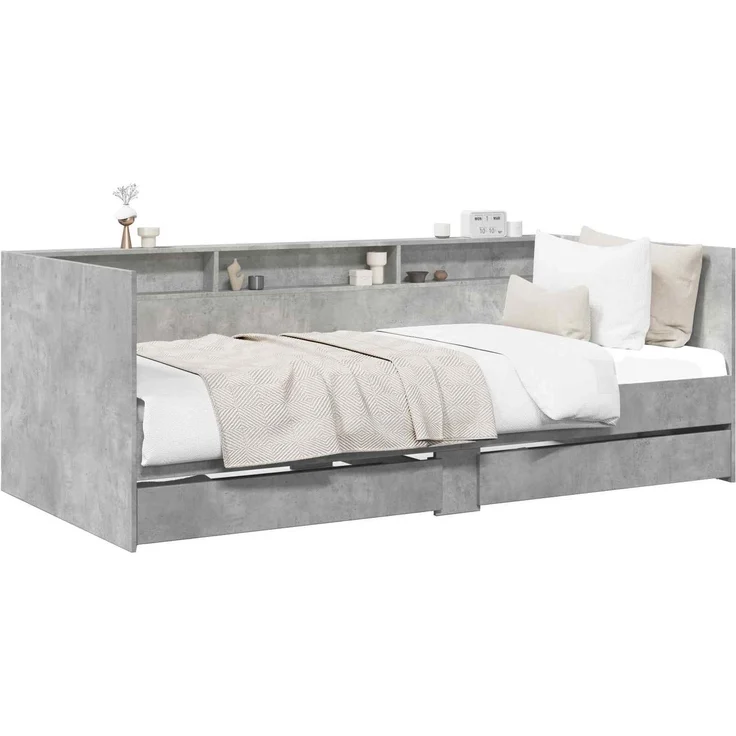 vidaXL Tagesbett mit Schubladen mit Regal Betongrau Holzwerkstoff 3429642 – Bild 2