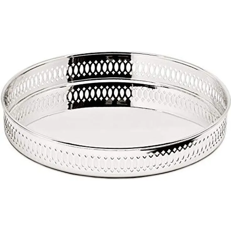 EDZARD Dekotablett Coro, rundes Serviertablett, versilbert und anlaufgeschützt, Ø 23 cm