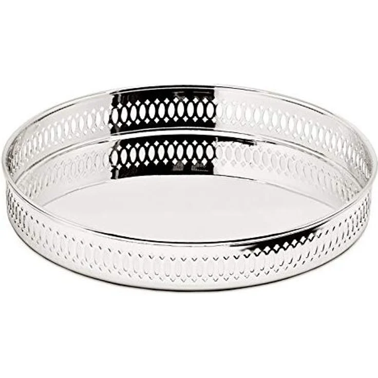 EDZARD Dekotablett Coro, rundes Serviertablett, versilbert und anlaufgeschützt, Ø 23 cm – Bild 1