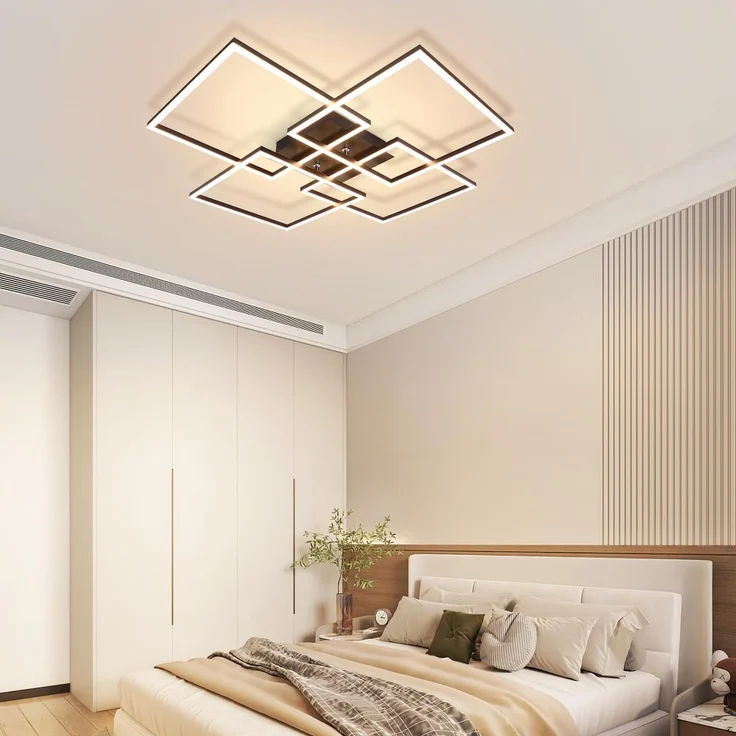 ZMH LED Deckenleuchte Wohnzimmer Deckenlampe - 72CM Schwarz Schlafzimmerlampe Dimmbar mit Fernbedienung 48W Modern Deckenbeleuchtung Rechteckig Design Esszimmerlampe für Schlafzimmer Küche – Bild 4