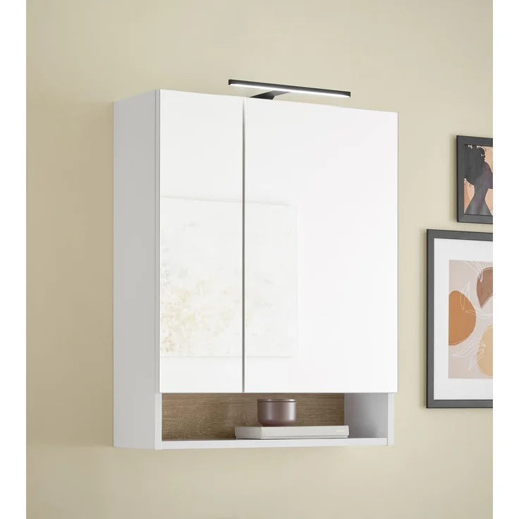 Badezimmer-Set >Denver< (2-tlg.) in weiß matt / Evoke Eiche Dekor - 60x195x35 (BxHxT) – Bild 5