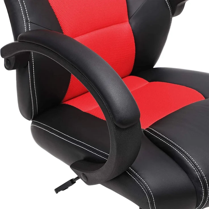 Songmics Racing Stuhl Bürostuhl Gaming Stuhl Chefsessel Drehstuhl PU, schwarz-rot, OBG56BR – Bild 7