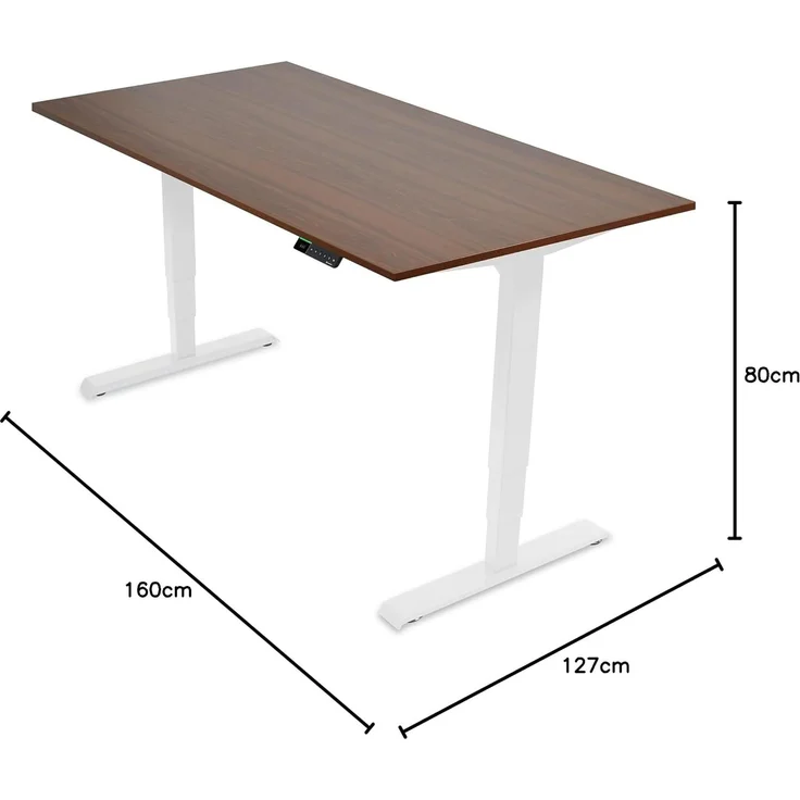 Desktopia Pro X - Elektrisch höhenverstellbarer Schreibtisch / Ergonomischer Tisch mit Memory-Funktion, Nussbaum, Gestell Weiß, 120x80 cm – Bild 2