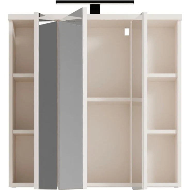 Badezimmerspiegelschrank >VERIS< in Sand / Spiegel - 68,6x68,1x20cm (BxHxT) – Bild 3