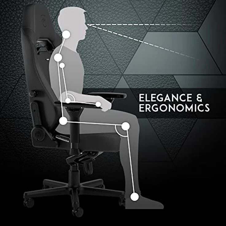 noblechairs HERO ST Gaming Stuhl - Black Edition, ergonomischer Bürostuhl mit Kaltschaumpolsterung, bis 150 kg belastbar, High-Tech-PU-Kunstleder, 60-mm-Rollen – Bild 5