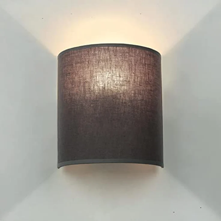 Licht-Erlebnisse Kleine Wandlampe E27 Stoff, Grau, Up Down Wandleuchte Schlafzimmer Flur Innen, B:21 cm, halbrunde Wandbeleuchtung, Landhaus, blendarm, Wandlampe Innen für Treppenhaus – Bild 8