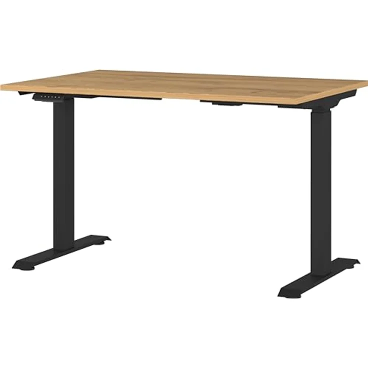 Germania Schreibtisch 7907-582, in Grandson-Eiche-Nb./Schwarz, EL. höhenverstellb, 120 x 120 x 80 cm (BxHxT) – Bild 2