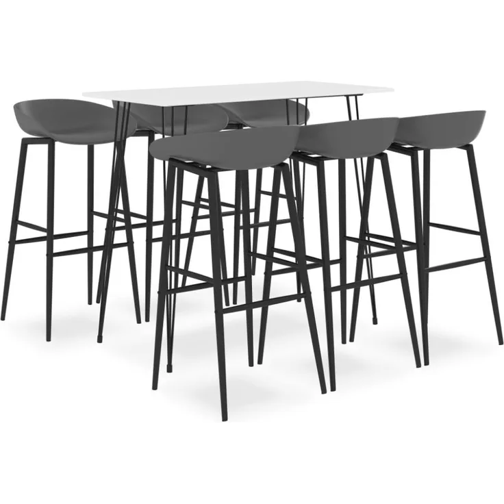 vidaXL 7-tlg. Bar-Set Weiß und Grau 3057425