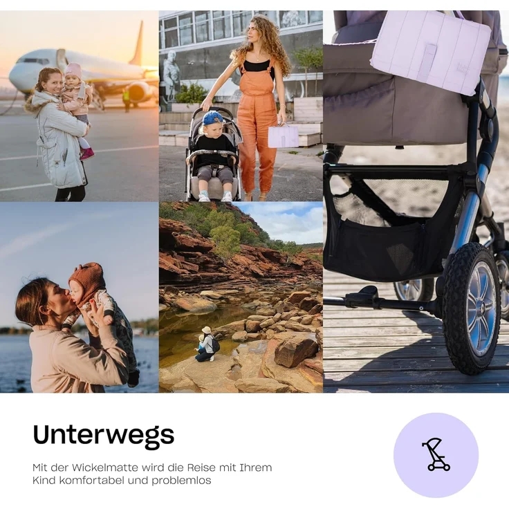 Hylat Baby Wickelauflage Tragbare Wickelunterlage - faltbar, wasserabweisend - Violett – Bild 5