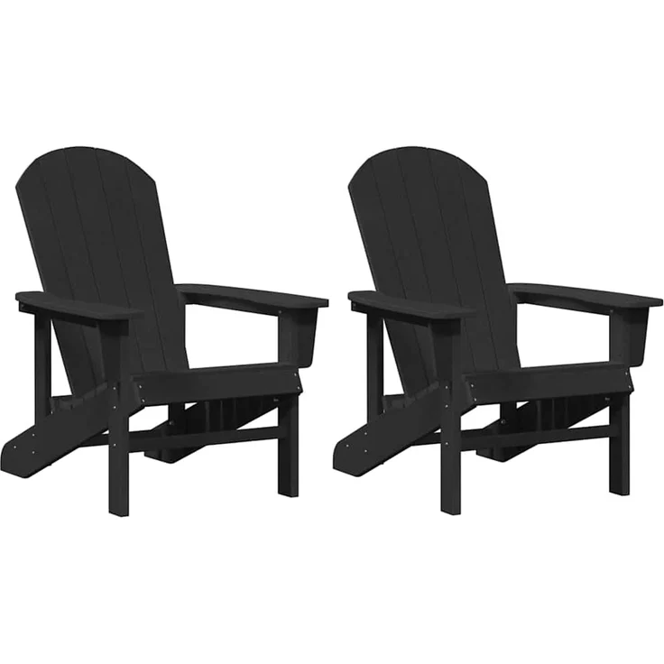 2er Set Gartenstuhl, Balkonstuhl Schwarz 82 x 74 x 92 cm Polyethylen – Bild 2