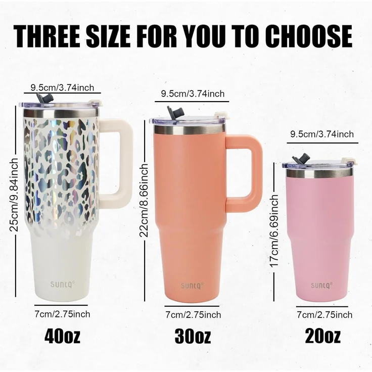 SUNTQ 40oz Tumbler mit Griff und Strohhalm, doppelwandig – Bild 5