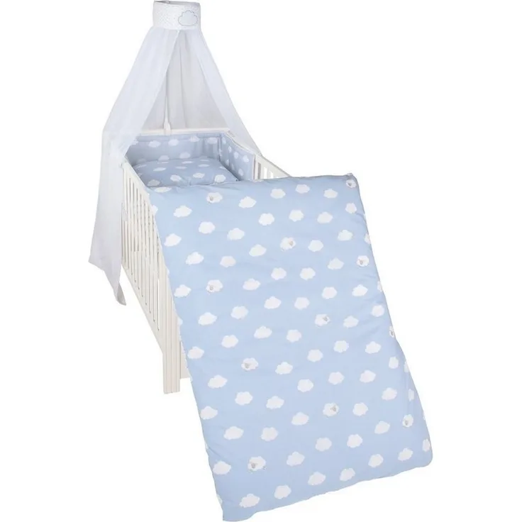 roba Kinder-Bettgarnitur 'Kleine Wolke blau' 4-teilig - Bettwäsche 100 x 135 - Nestchen - Himmel
