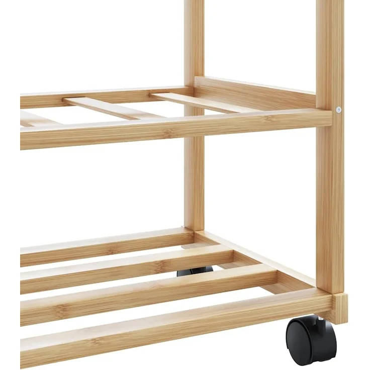 vidaXL Kleiderständer mit Ablagen und Rollen 100x38x175,5 cm Bambus 4008919 – Bild 7