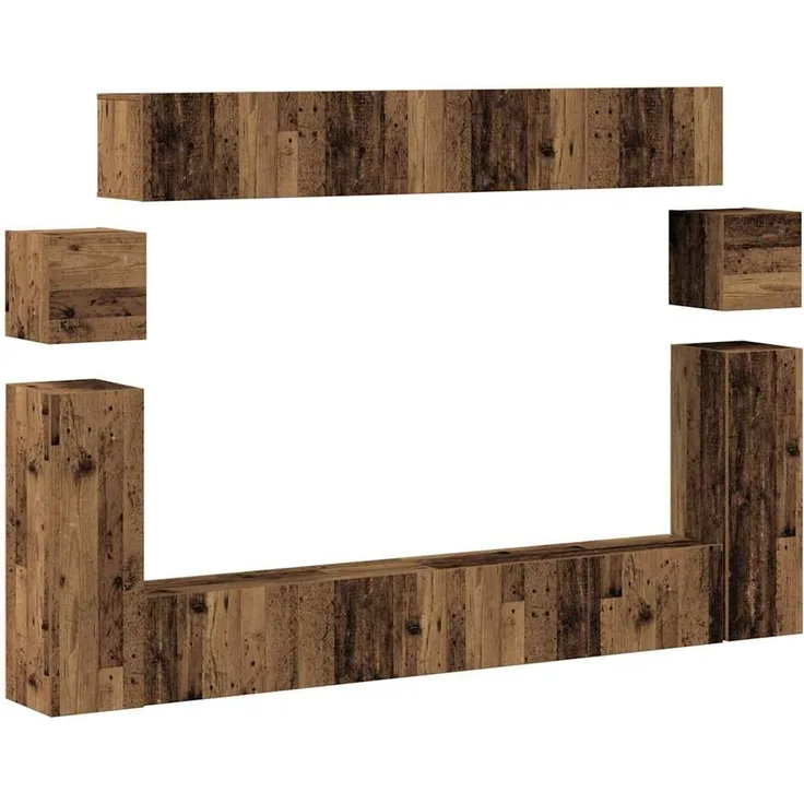 vidaXL 8-tlg. TV-Schrank-Set Wandmontage Altholz-Optik Holzwerkstoff 3329147