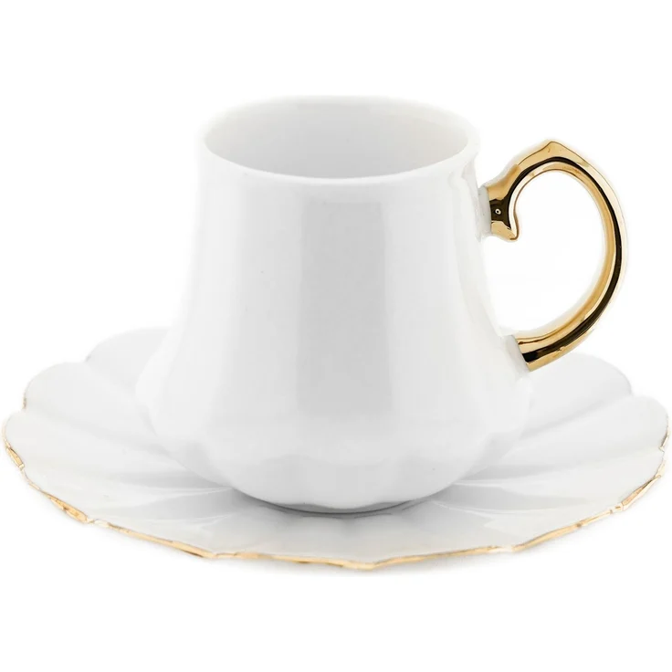 Elegantes 12-teiliges Mokkatassen-Set aus Porzellan - Weiß & Gold, 100 ml – Bild 1