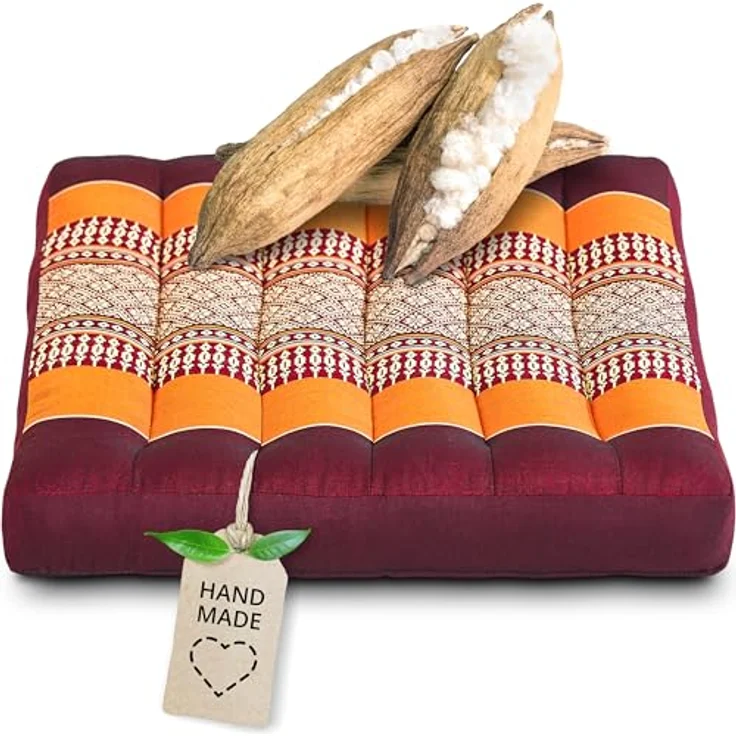 livasia Sitzkissen Sitzkissen 35 cm, vegan und handgefertigt, 35 x 35 x 6 cm, Kapok – Bild 2