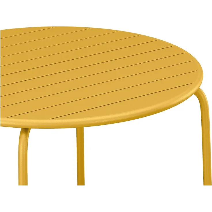 Vente-unique - MIRMANDE Gartenessgruppe Metall Gelb - B 130 cm59 cm x H 74 cm79 cm x L 130 cm56 cm – Bild 4
