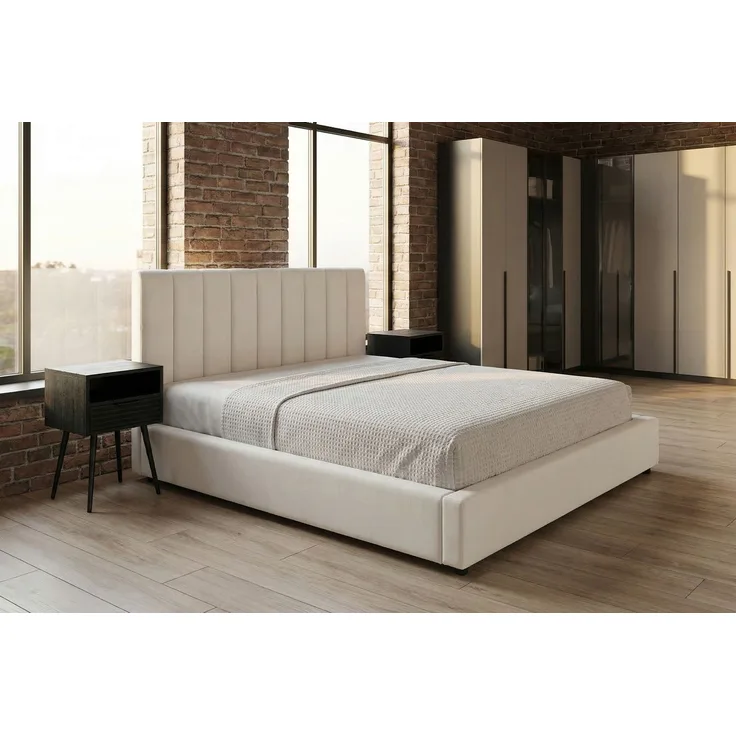 KAWOLA Bett CATTURA Polsterbett Velvet creme 160x200cm mit Lattenrost